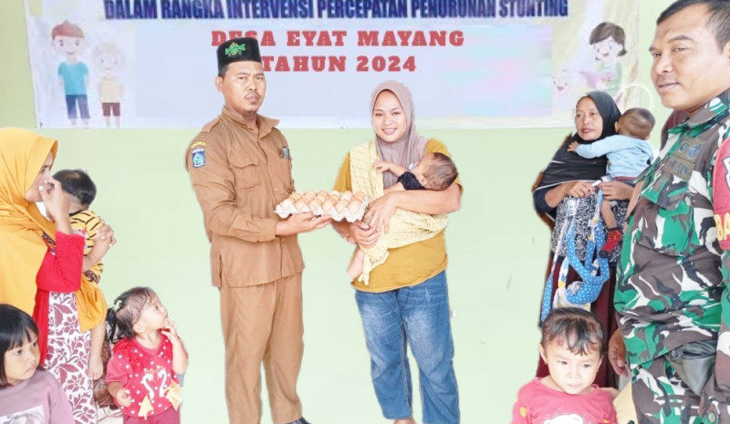 Desa Eyat Mayang Salur PMT Stunting, BGM Dari Dana Desa Tahun 2024